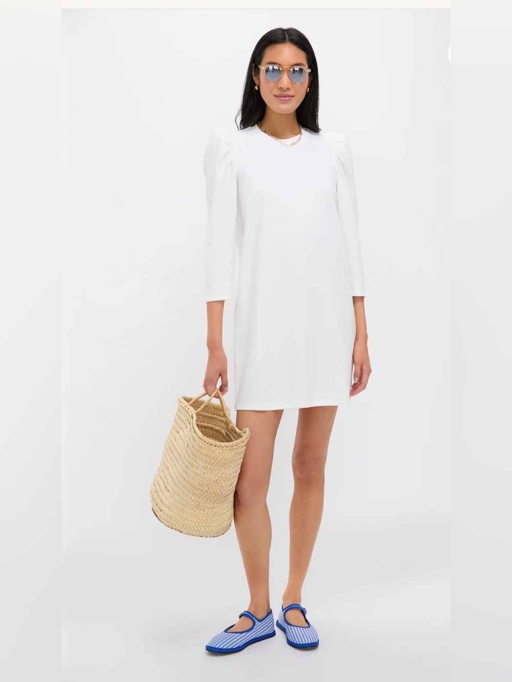 Tuckernuck Pomander Place Vesty White Puff-Sleeve Shift Dress - NWT XS